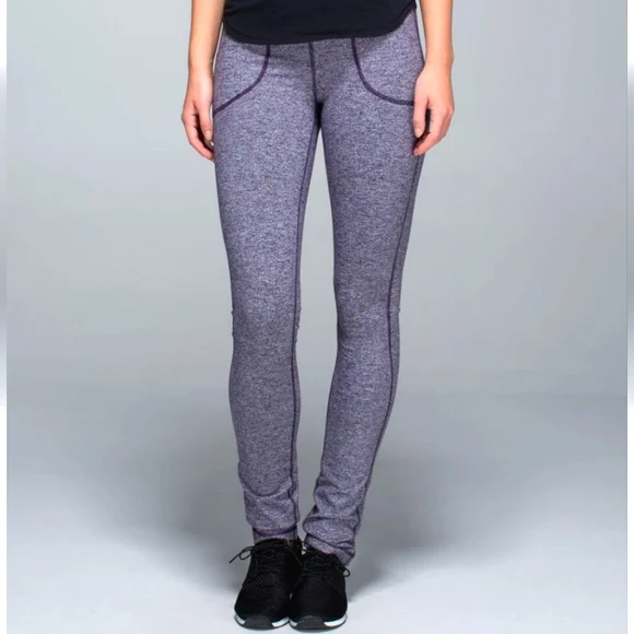 Lululemon "Skinny Will" drawstring leggings in heathered purple, size 6. - Picture 3 of 14